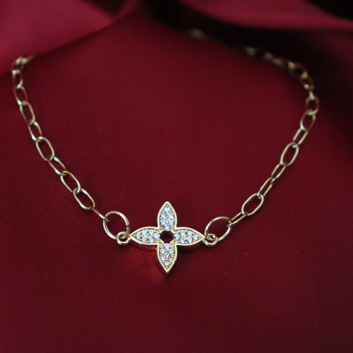 Rework Vintage Louis Vuitton Gold Clover Dainty Bracelet