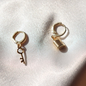 Under Lock and Key Huggie Earrings