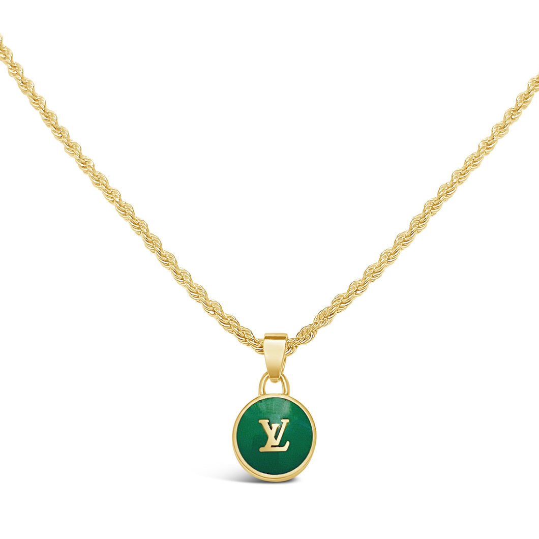 Rework Vintage Louis Vuitton Pastilles Emerald Green Necklace