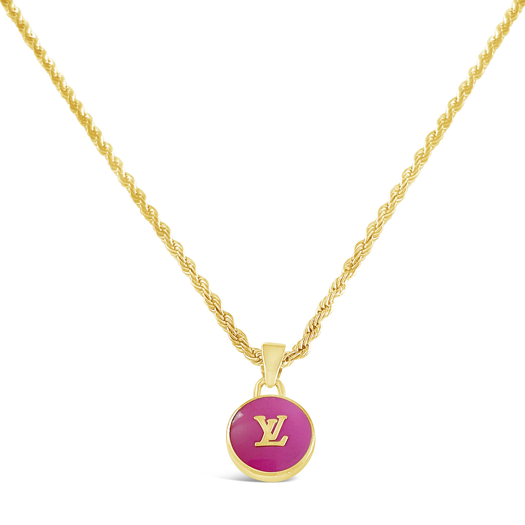 Repurposed rare Louis Vuitton gold LV charm necklace