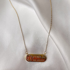 Rework Vintage Gold Fendi Emblem on Necklace
