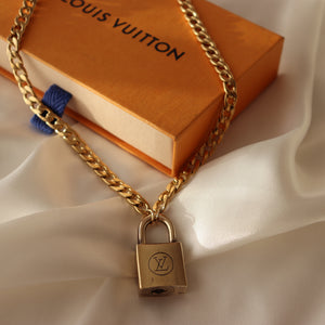 Rework Vintage Louis Vuitton Gold Lock on Necklace (No Key)