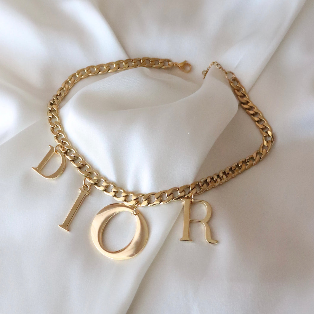 Rework Vintage Gold Dior Letter Necklace