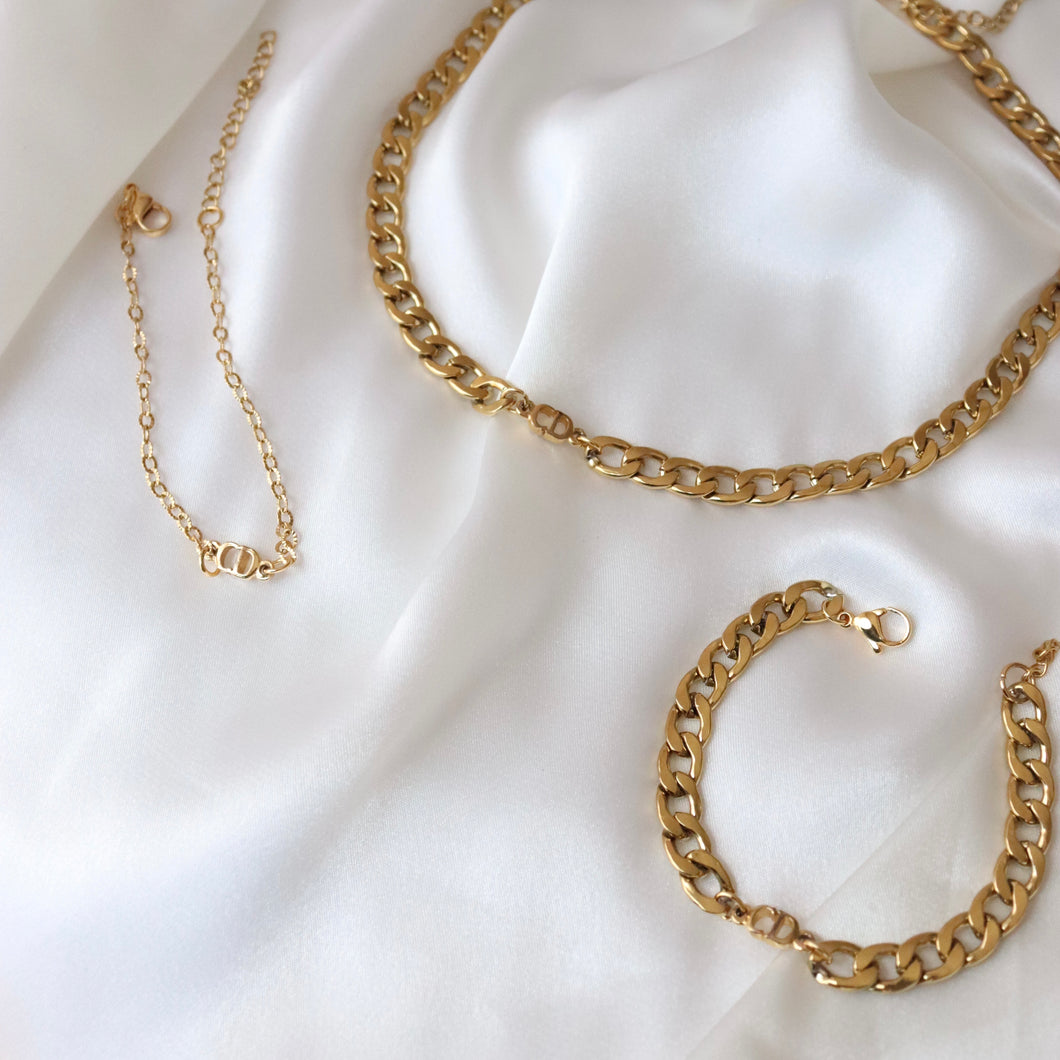 Rework Vintage Gold Dior CD on Necklace or Bracelet
