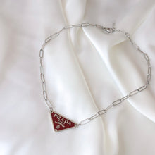 Load image into Gallery viewer, Rework Vintage Red Prada Emblem on Necklace
