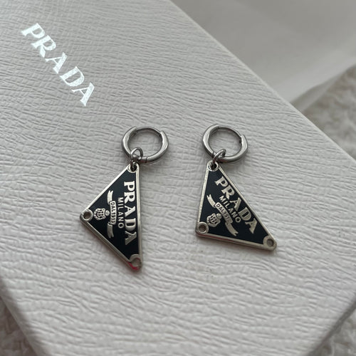 Rework Vintage Black and Silver Prada Earrings